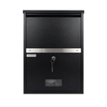 Wall-mounted BunnyBox Compact in black, straight front view with letter slot
