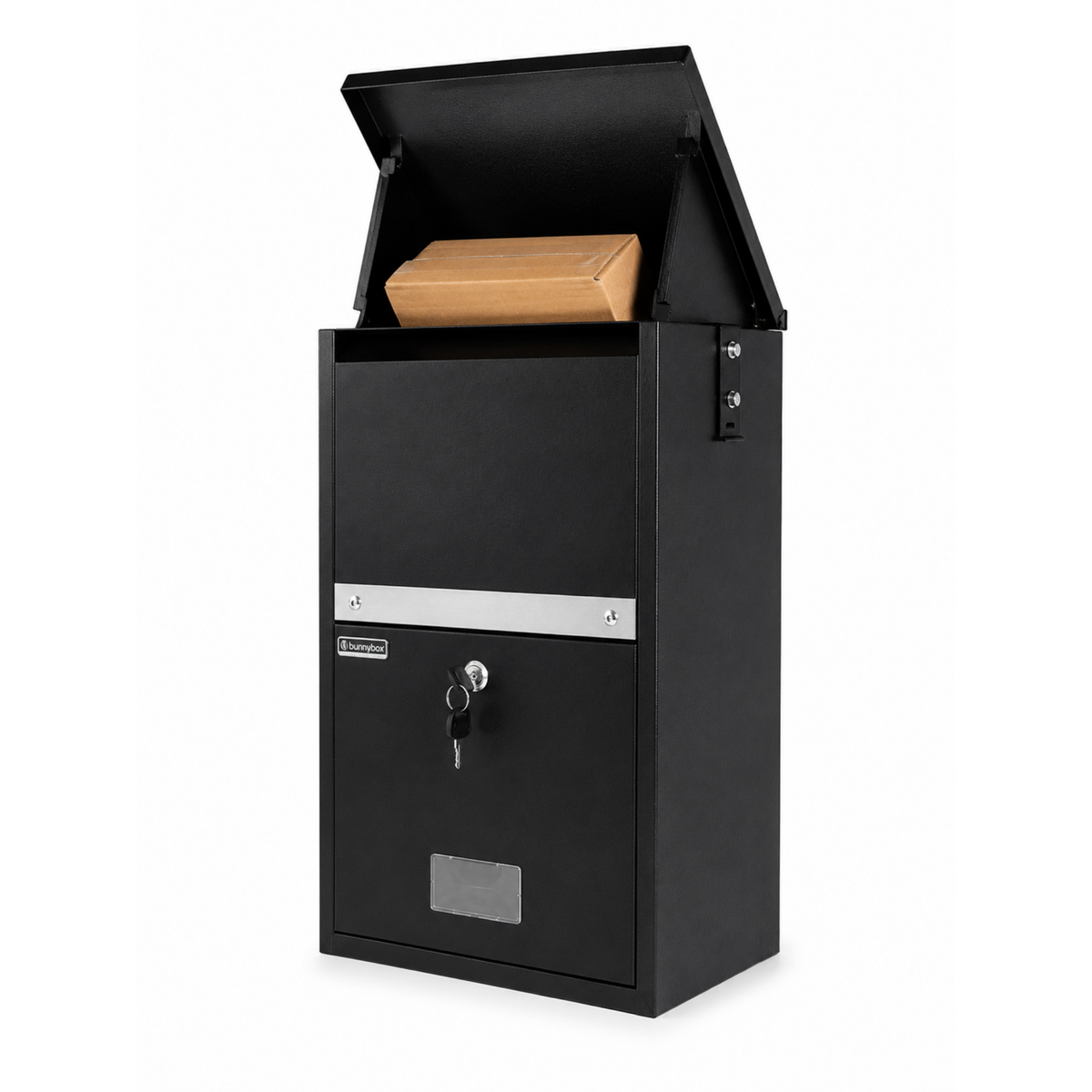 Trappe de la BunnyBox Compact ouverte avec un colis à l'intérieur
