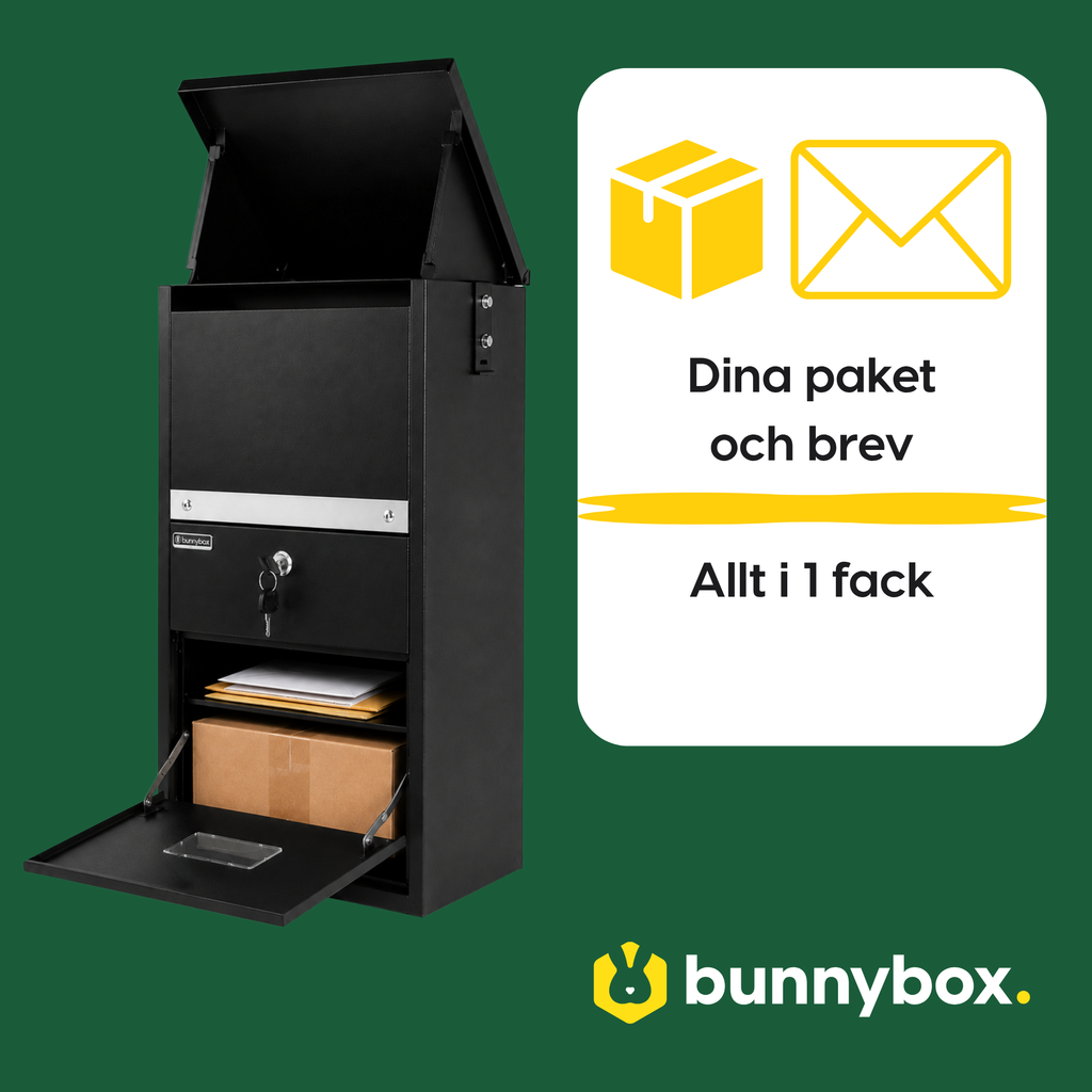 Paket och brev samlade i ett fack i BunnyBox Compact