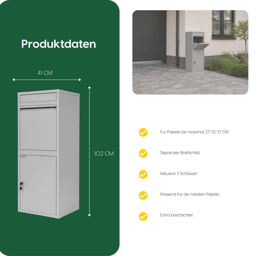 Produktdaten BunnyBox Home in Grau: 41 cm breit und 102 cm hoch