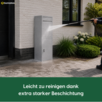 Die graue BunnyBox Home wird abgespritzt dank der extra starken Beschichtung