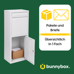 Pakete und Briefe übersichtlich in einem Fach der weißen BunnyBox Home