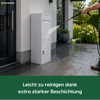 Die weiße BunnyBox Home wird abgespritzt dank der extra starken Beschichtung