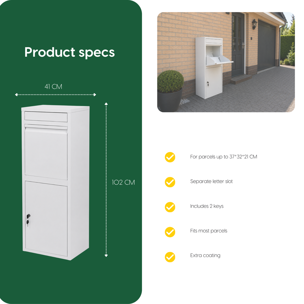 Specifications BunnyBox Home in white: 41 cm wide and 102 cm high