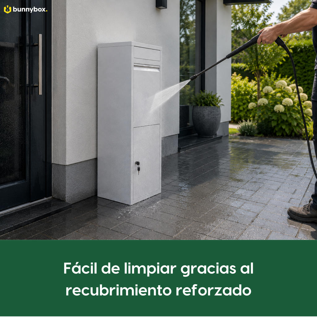 El BunnyBox Home blanco se limpia con manguera gracias a su recubrimiento extra resistente