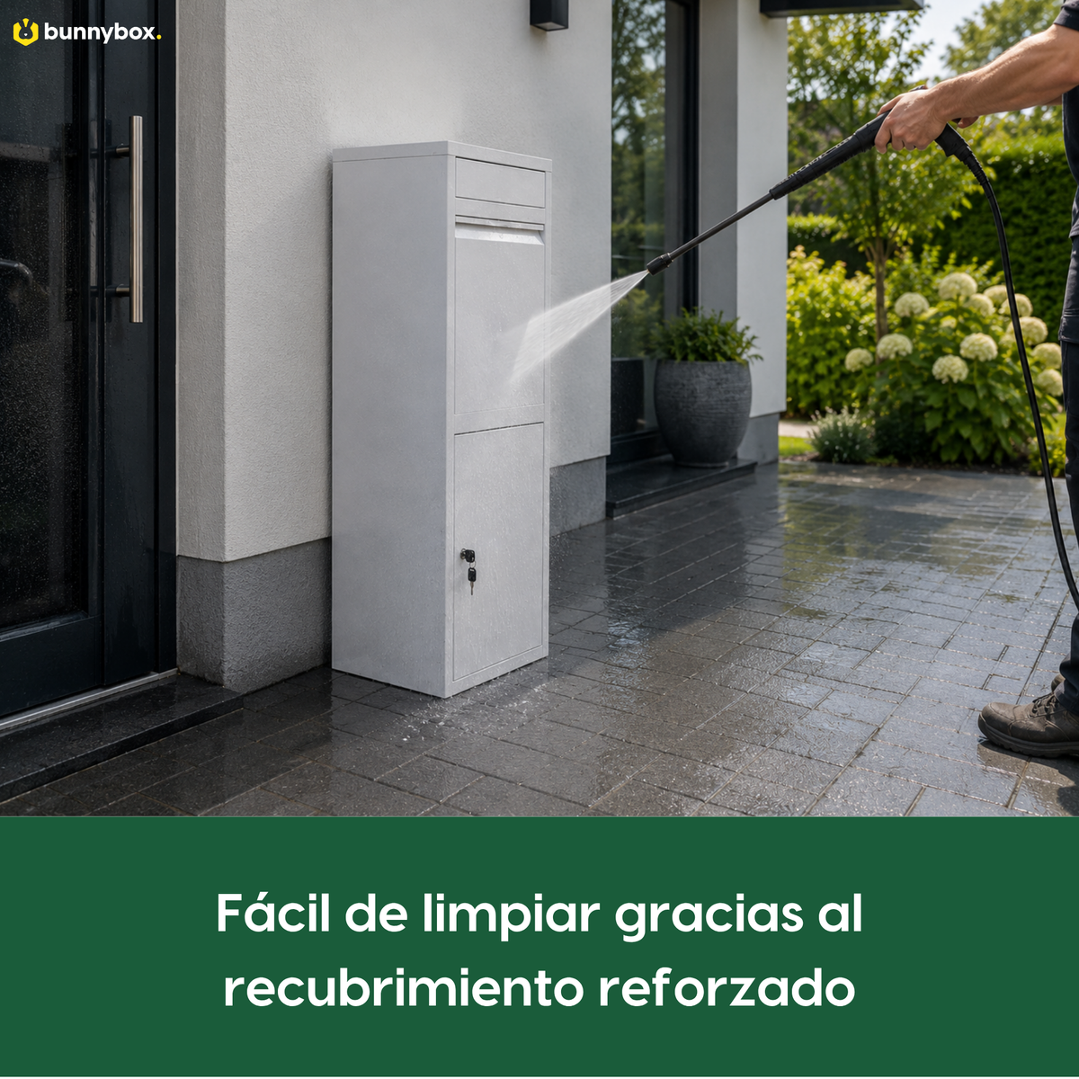 El BunnyBox Home blanco se limpia con manguera gracias a su recubrimiento extra resistente