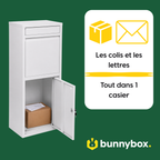Colis et lettres bien rangés dans un seul compartiment de la BunnyBox Home blanche
