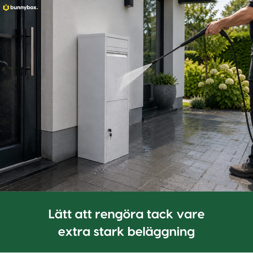 Vita BunnyBox Home spolas ren tack vare den extra starka beläggningen