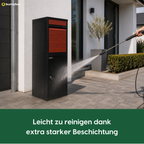 BunnyBox Home mit Teak-Klappe wird abgespritzt dank der starken Beschichtung