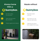 Always home with a BunnyBox Home versus the frustration without a parcel box