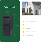 Caractéristiques BunnyBox Home noire : 41 cm de large et 102 cm de haut