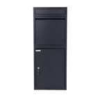 Czarna BunnyBox Home, widok z przodu z otworem na listy i zamykanymi drzwiczkami