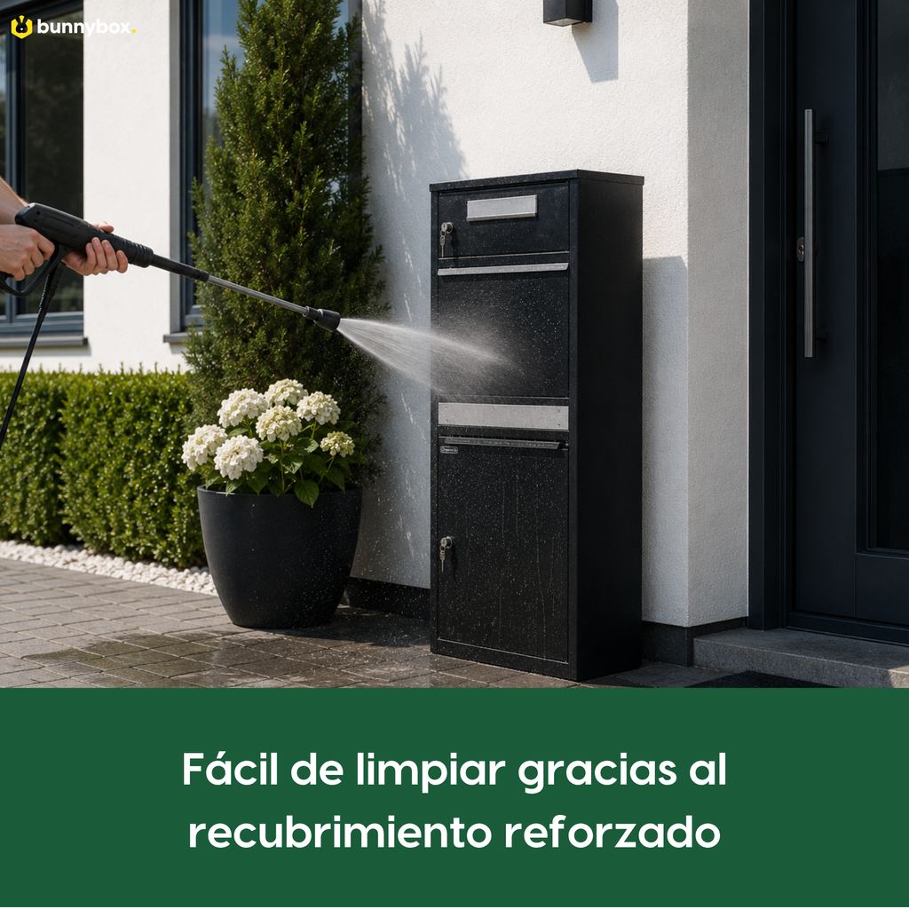 El BunnyBox Plus se limpia con manguera gracias a su recubrimiento extra resistente