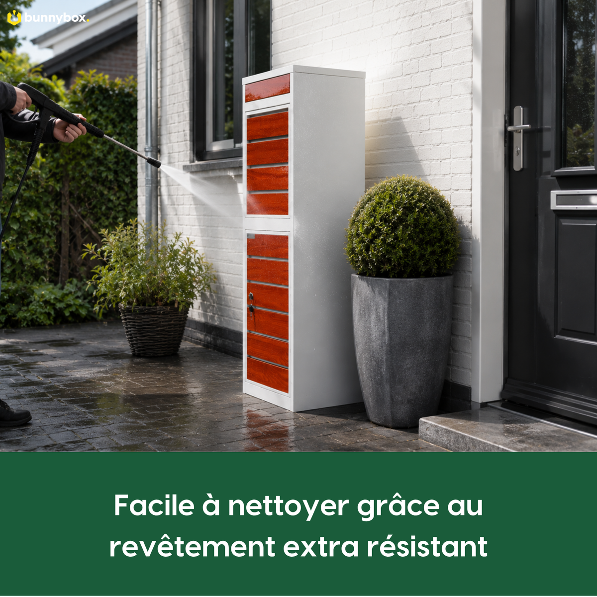 La BunnyBox Style blanche se nettoie au jet grâce à son revêtement extra résistant