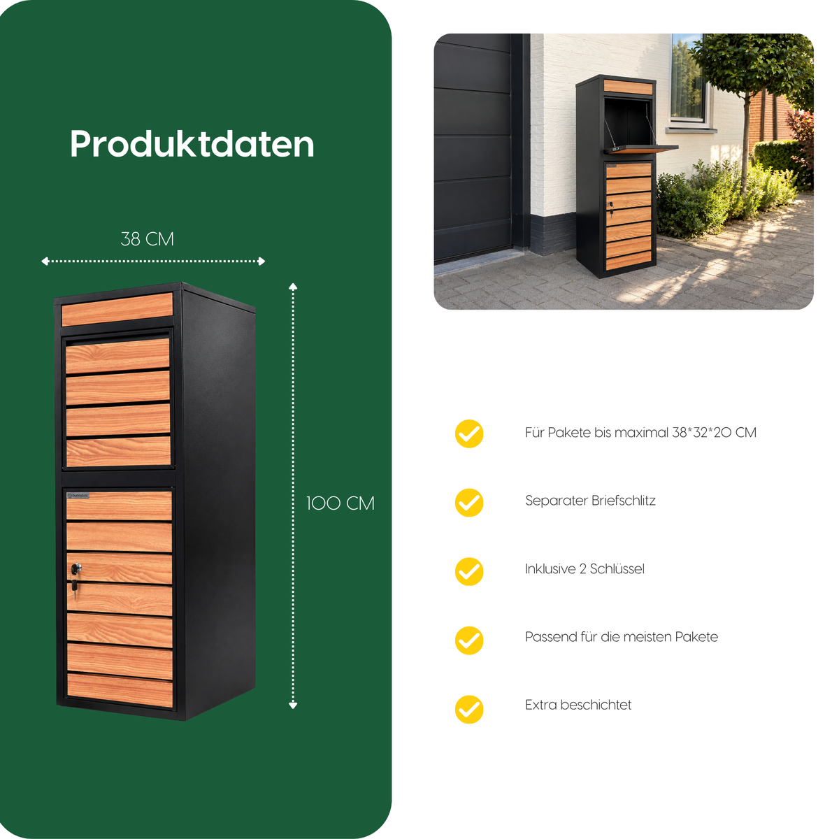 Produktdaten BunnyBox Style: 38 cm breit und 100 cm hoch
