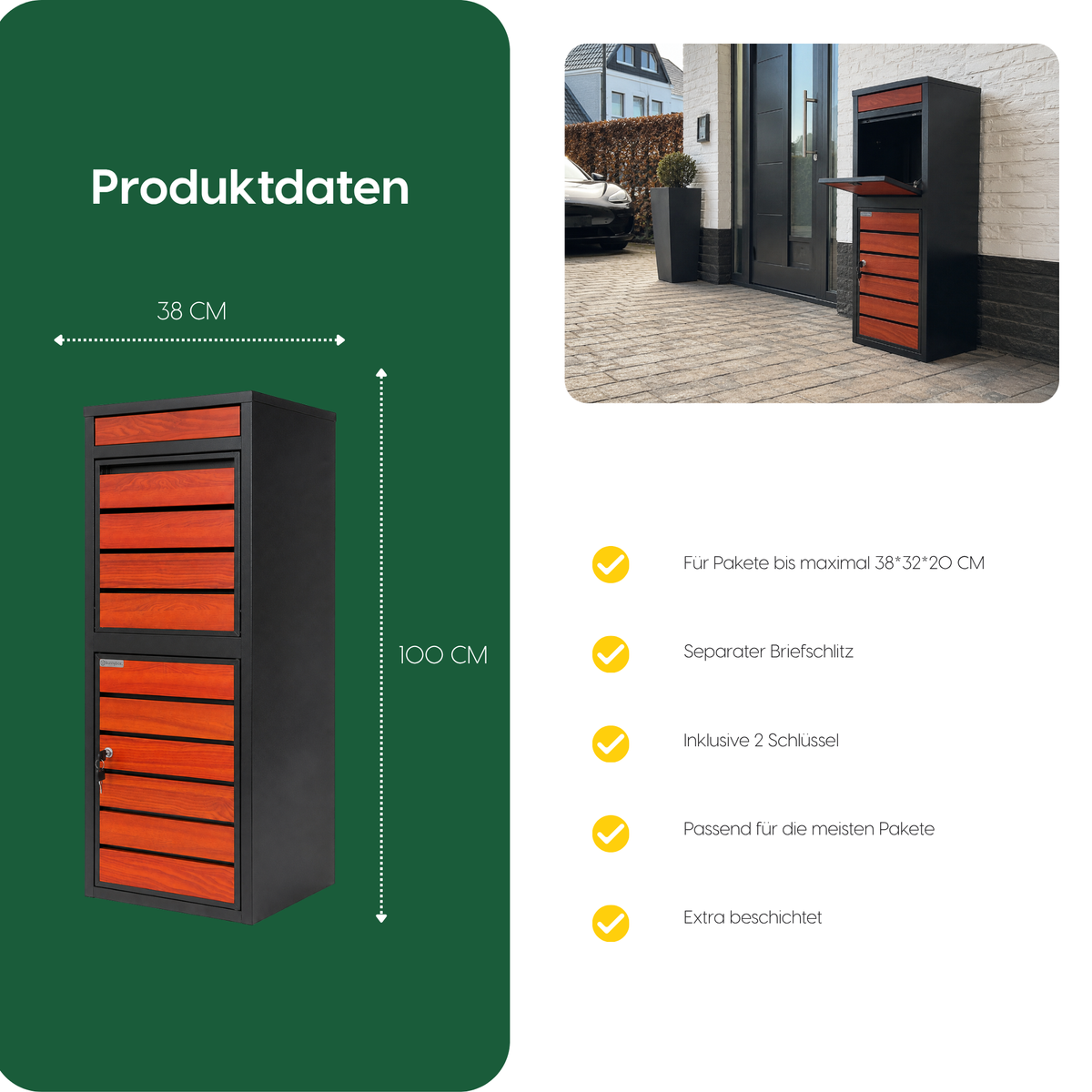 Produktdaten BunnyBox Style: 38 cm breit und 100 cm hoch