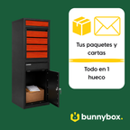Paquetes y cartas ordenados en el BunnyBox Style con teca